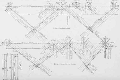 Plate IV Work Shop Drawing Showing Detail of Top and Bottom Lateral Bracing of a Roof Truss