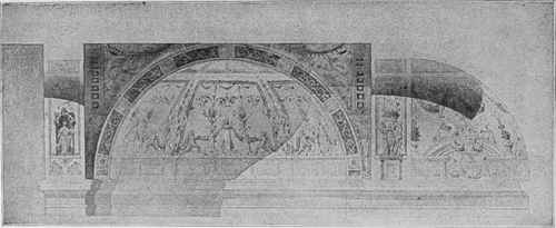 Section Through Vaulted Ceiling, Showing Conventional Shadows and Method of Rendering.