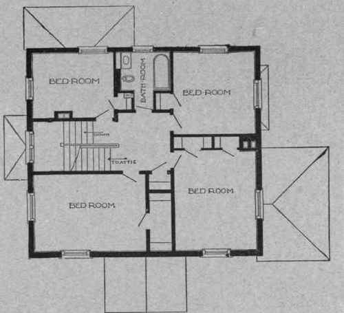 PLAN No. 9. Second Floor. Good Closet Room. Clothes Chute in the Bath Room. Scale 1/16 inch=l foot.
