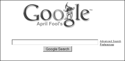  ... Google search– it searches only pages related to April Fools