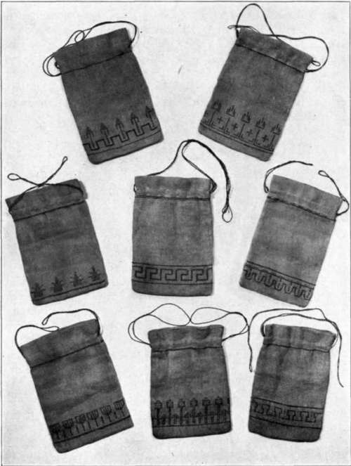 Bags With Original Designs In Cross Stitch Made By Fourth Grade Children
