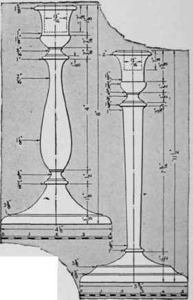 Two designs of candlesticks of fine proportions.