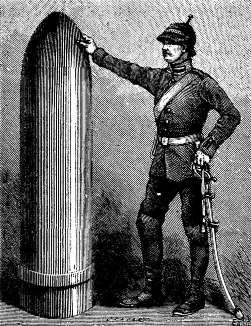 FIG. 2.   3,300 POUND PROJECTILE OF A KRUPP GUN IN COURSE OF MANUFACTURE.