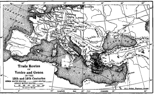 Map: Trade routes of Venice