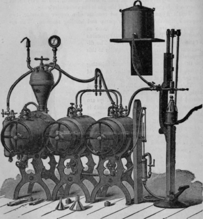 Fig. 194.   Tuft's Intermittent Apparatus with Injecting Pump