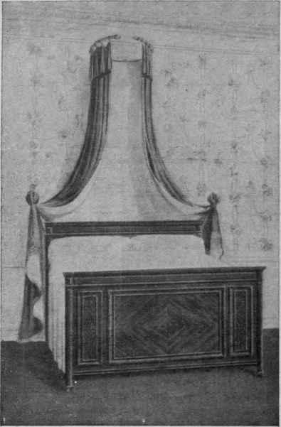 Fig. 2. A charming drapery arrangement for a bed is to have a single large curtain and valance hung from a circular pole head
