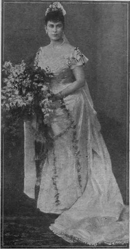 HM Queen Mary in her wedding dress The dress was made of white satin 