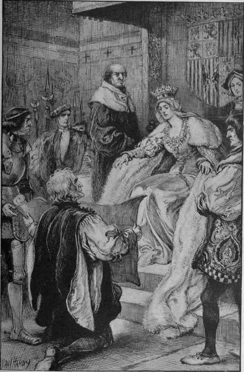 Christopher Columbus enlisting the sympathetic interest of Isabella of Castile on behalf of his scheme for discovering the New World.