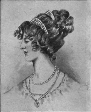 Fig. 6. A coiffure of the Regency, 1807, based upon the models adopted the brim, framing the face