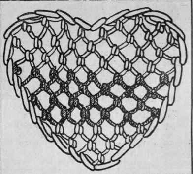 Diagram 5. A filling of trellis stitch worked in different shades, magnified to show method of working