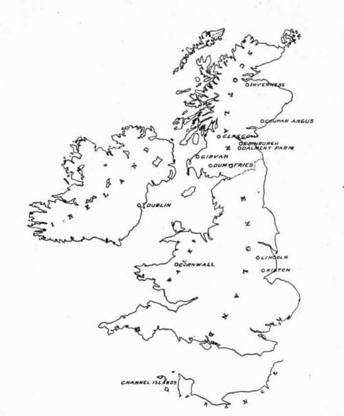 Map showing districts in Great Britain where there are prominent potato 