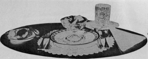 Detail of a Luncheon Service, with the Correct Appointments for Serving Fruit Cocktails.