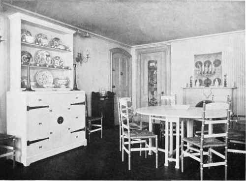 DINING ROOM IN MODERN STYLE IN PIETER MYER's OWN APARTMENT, GREENWICH VILLAGE, NEW YORK CITY.