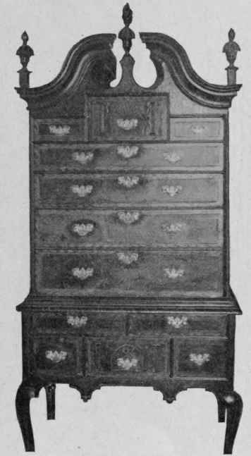 Inlaid Walnut High Chest of Drawers, 1733.