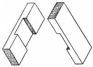 Fig. 62. - The Two Pieces of a Halved Joint. Fig. 63. - How the Timber