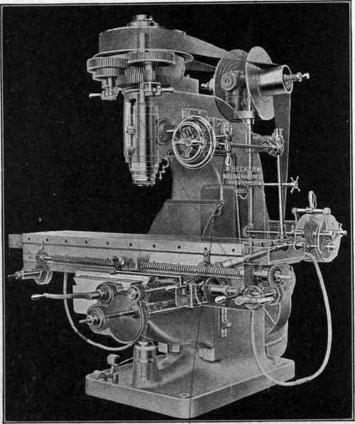 Fig. 230. Vertical Milling Machine with Working Parts Shown in Ghost 
