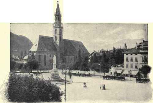 Old Gothic Church And Vogelweide s Statue Botzen jpg