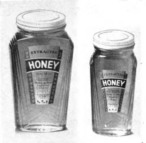 Jars of extracted honey after drawing from the storage tank. With the addition of a colorful label, these jars will make an attractive display.