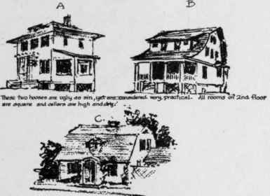 This house is considered impractical, because rooms on 2nd floor are not square and are lighted with dormers, and the cellar is low and partly omitted, but architecturally something can be said of it