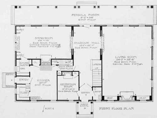 FIRST FLOOR PLAN OF RESIDENCE AT DEDHAM, MASS.