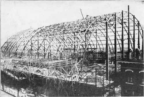 STEEL FRAME OF BUILDING FOR FIFTH REGIMENT ARMORY, BALTIMORE, MARYLAND