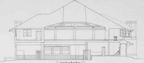 LONGITUDINAL SECTION THROUGH MUSIC BUILDING FOR DOANE COLLEGE, CRETE, NEB.