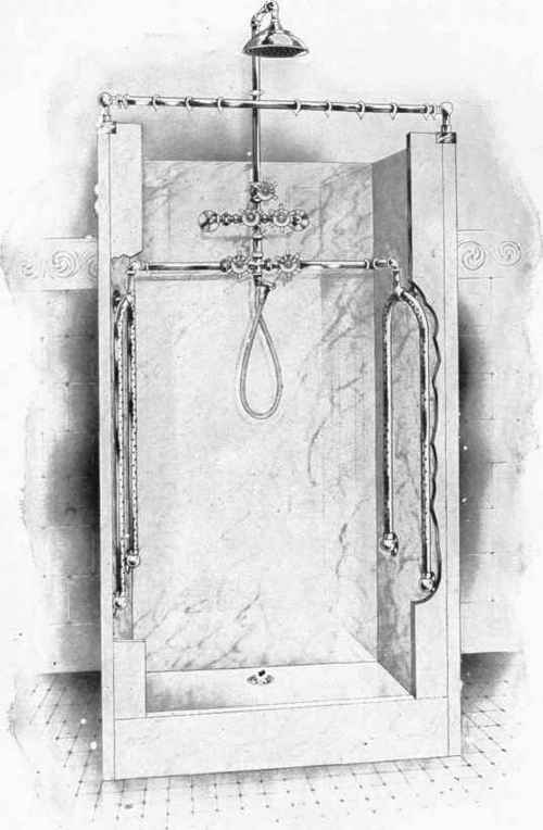 NICKEL PLATED BRASS SHOWER BATH.