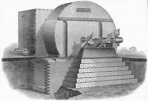 THE STURTEVANT STEAM HOT BLAST APPARATUS. Three Quarter Housing Steam Fan and Two Group Corrugated Sectional Base Heater.