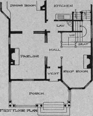 PLAN No. 1, Shows Reception Room so Arranged as to Avoid Drafts and to Give Space for Chairs.