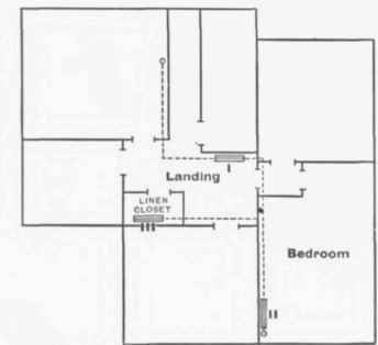 Fig. 747.   First floor Plan of House warmed from Kitchen boiler.