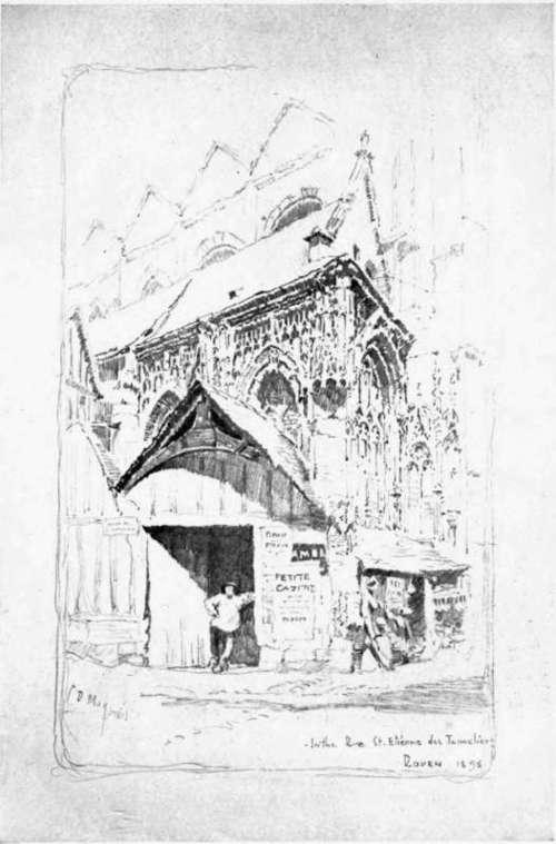 Pencil Sketch In The Rue St. Etienne Des Tonnel1ers, Rouen, By C. D. Mag1nn1s.