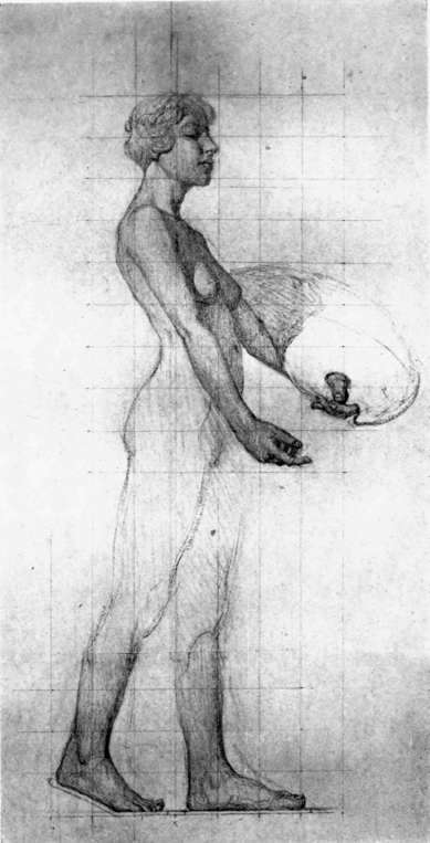 Pencil Study By Jules Cuerin For Mural Painting In The Lincoln Memorial.