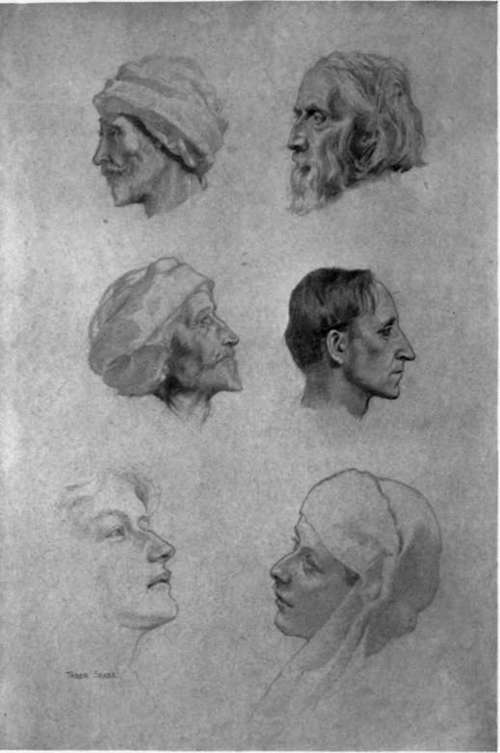Studies Of Heads By Taber Sears For Altar Painting In Trinity Church.