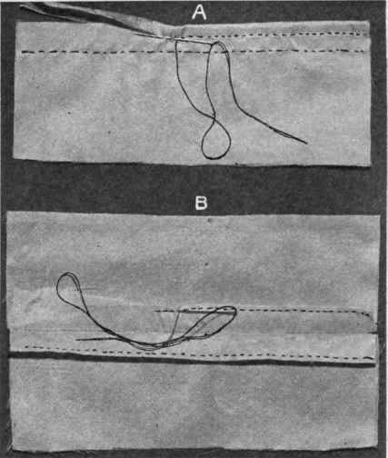 Fig. 218, A, B.   Methods of finishing seams of silk dresses.