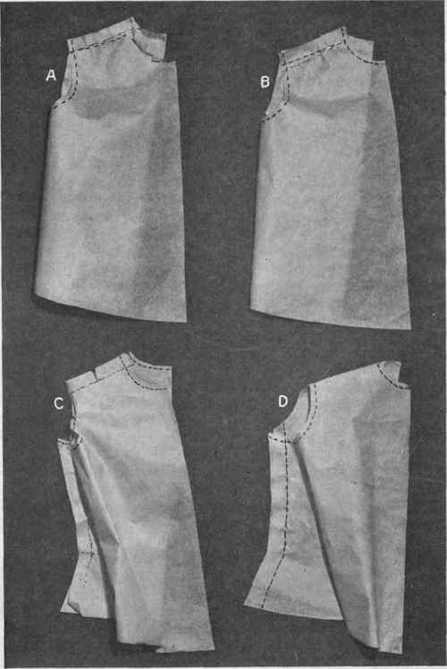 Fig. 39.   Several methods of correcting faults when fitting shirtwaists.