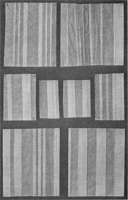 Fig. 63.   Designs showing arrangement of tucks, plaits, and box plaits.