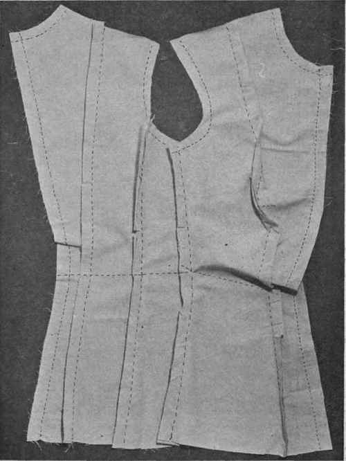 Fig. 77.   Close fitting waist basted for fitting, except shoulder seam.