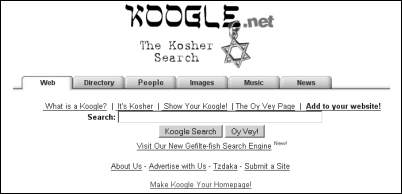 Koogle is the kosher search ; a Jewish search engine