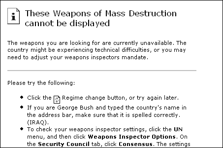 weapons of mass destruction cannot be displayed