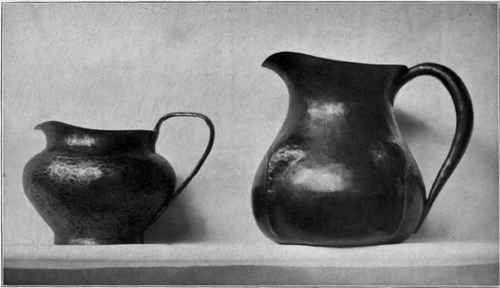 Fig. 97. Pitcher with wire handle; fluted pitcher with one piece hollow handle.