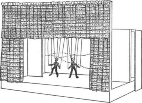 Marionette stage with scenery in position