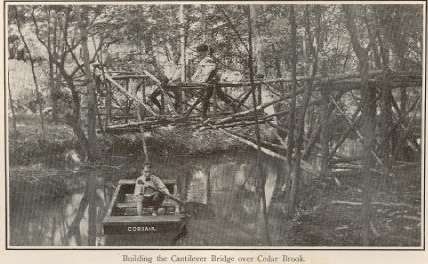 Building the Cantilever Bridge over Cedar Creek.