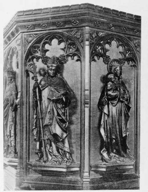 Details of the Statues of the Virgin and Child, Saint Augustine, and Queen Ethelburga,