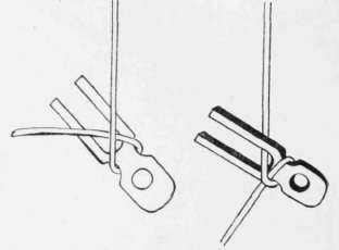 Figs. 9, 10.   String knotted round sewing keys.