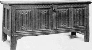 Harly Chest, with Linen fold Carving. (Early Tudor.)
