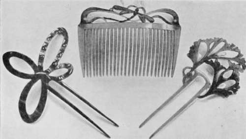 Horn Comb and Pins. Designed and Made by Edith A. Dick.