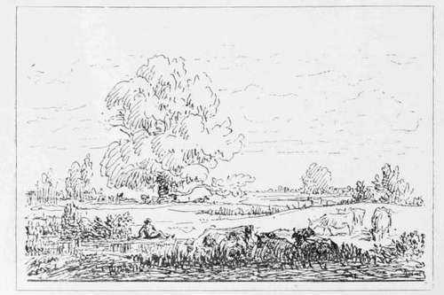 Landscape Sketch by Theodore Rousseau.