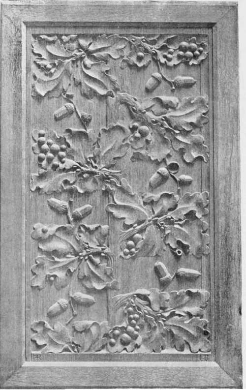 Panel in Oak (13 x 21 in.). Designed by Lewis F. Day.