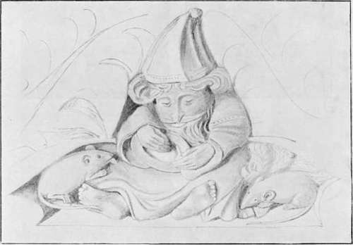 Pencil Sketch, by George Jack, of Detail of a Carved Cabinet.