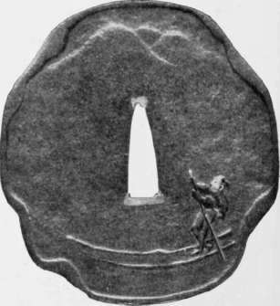 Tsuba (Sword Guard) Of Chiselled Iron Inlaid With Silver Made By Kaneive (1580)